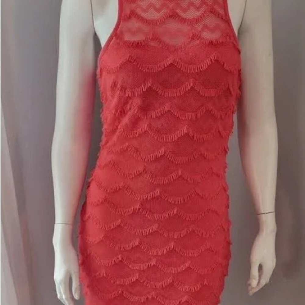 Guess Coral Sheath Mini Dress Halter Sleeveless
